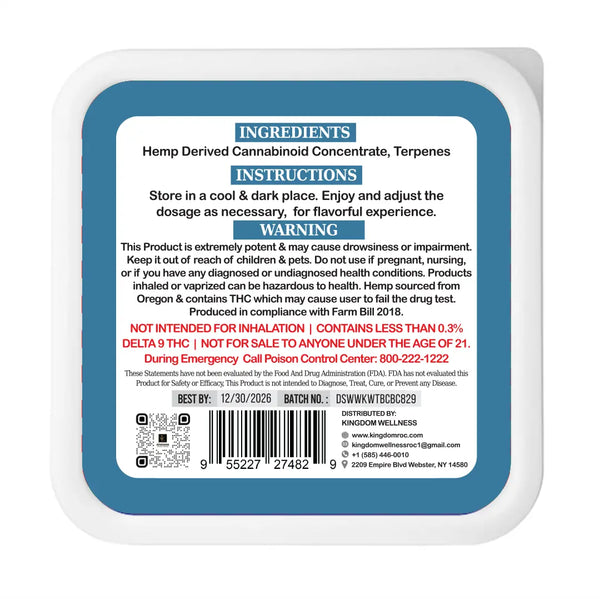 THC-A Rosin Badder Concentrate - 1 Gram Kingdom Wellness and Dispensary