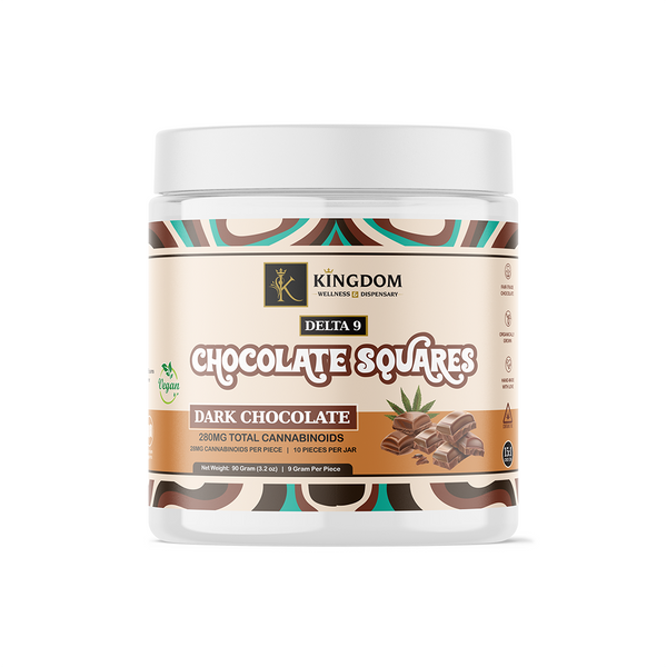 Delta 9 Chocolate Squares - Jar of 10 - Kingdom Wellness & Dispensary