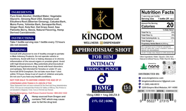 Kingdom Wellness & Dispensary COA - Aphrodisiac Shot