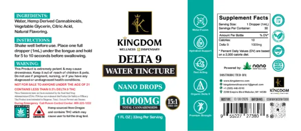 Water Tincture Nano Drops - 30ml - label