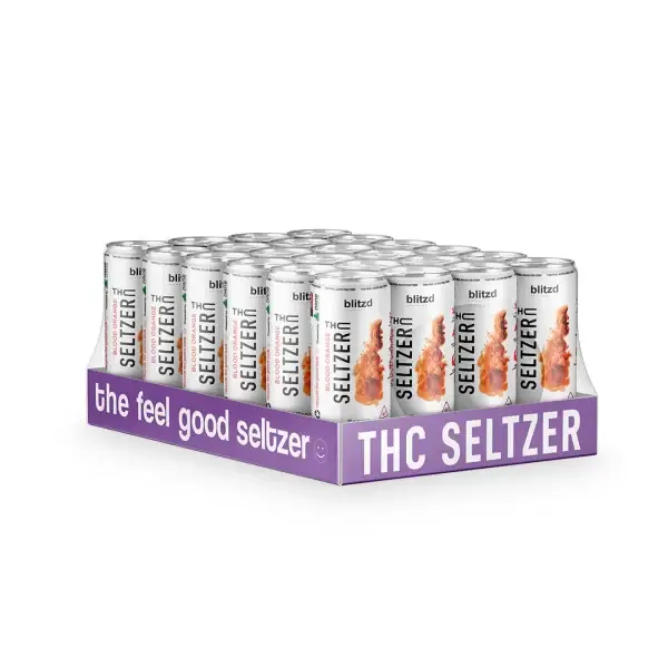 Blood Orange Blitzd Delta-9 THC Seltzer Drinks - Case of 24 Cans - Kingdom Wellness & Dispensary