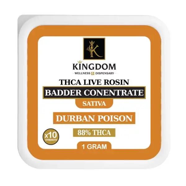 THCa Live Resin Badder Concentrates-DURBAN POISON-SATIVA- Kingdom Wellness & Dispensary