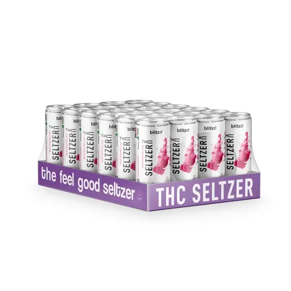 Watermelon Blitzd Delta-9 THC Seltzer Drinks - Case of 24 Cans - Kingdom Wellness & Dispensary